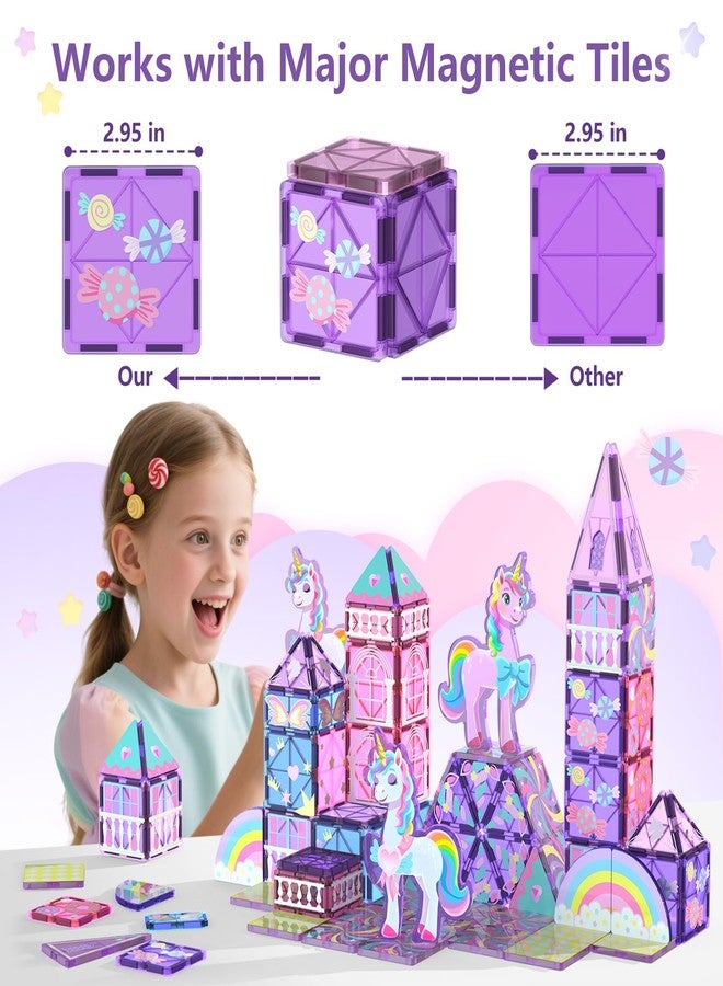 GobiDex Magnetic Building Blocks Unicorn Toys for Girls, Princess Magnetic Tiles Building Toys for Kids Ages 3-5 4-8, STEM Sensory Toddler Game Birthday Gift for Girls Boys Ages 3+ - Image 3